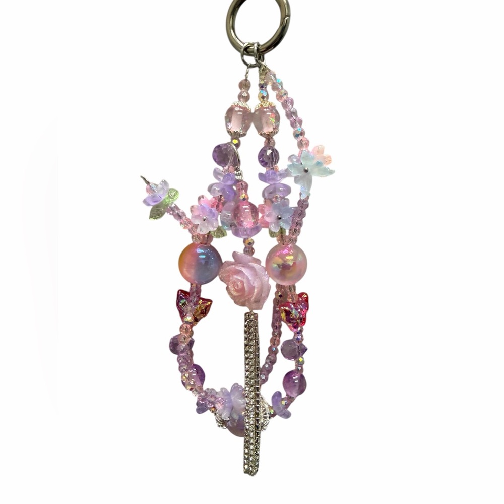 Handmade Floral Beaded Phone Charm/Keychain